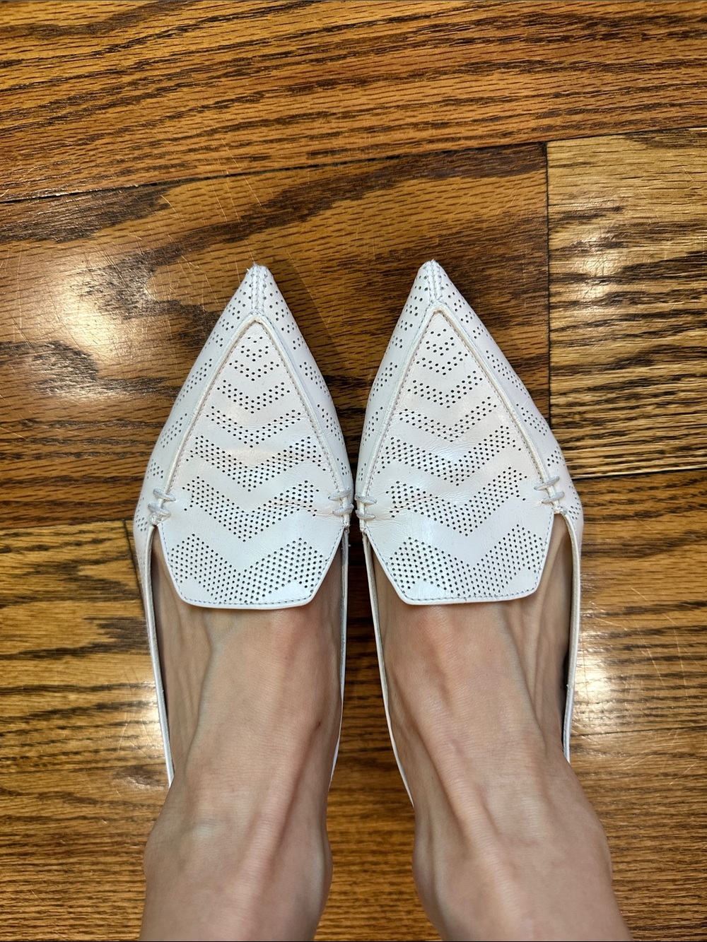 Nicholas Kirkwood Beya White Perforated Leather Flats.